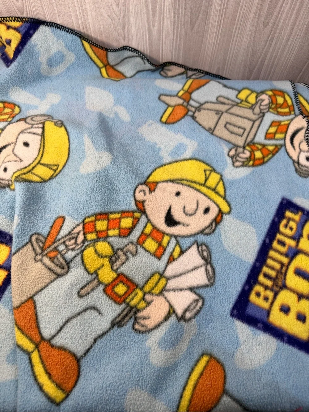 Bob the Builder Fleece Throw Blanket Y2K Vintage Kids‎ Cartoon Bedding 40x50